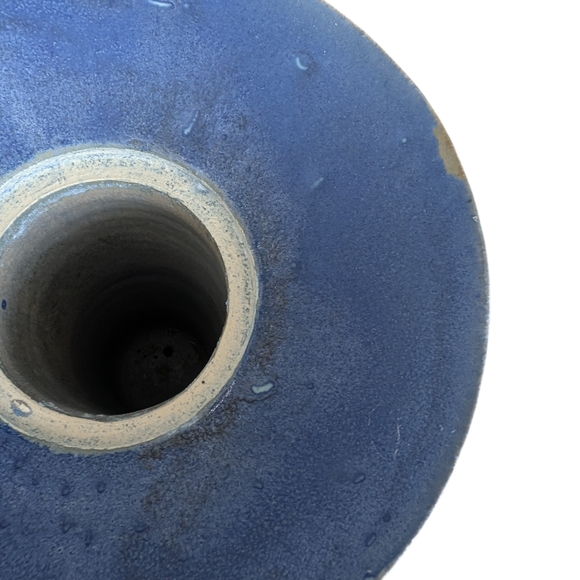 Vintage Mid-Century Modern Blue Art Pottery Vase / Candleholde/Ashtray - Picture 16 of 16
